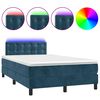 vidaXL Боксспринг легло с матрак и LED, тъмносиньо, 120x200 см, кадифе