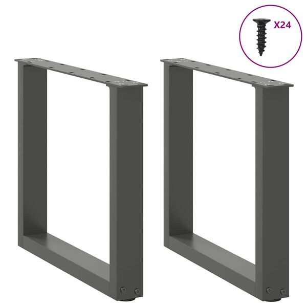 vidaXL Крака за масичка за кафе, U-образни, 2 бр., антрацит, 50x(42-43) см, стомана