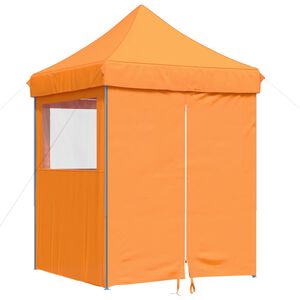 vidaXL Сгъваема парти шатра pop-up с 4 странични стени оранжева
