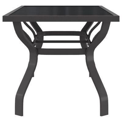 vidaXL Градинска маса, сиво-черна, 180x80x70 см, стомана и стъкло