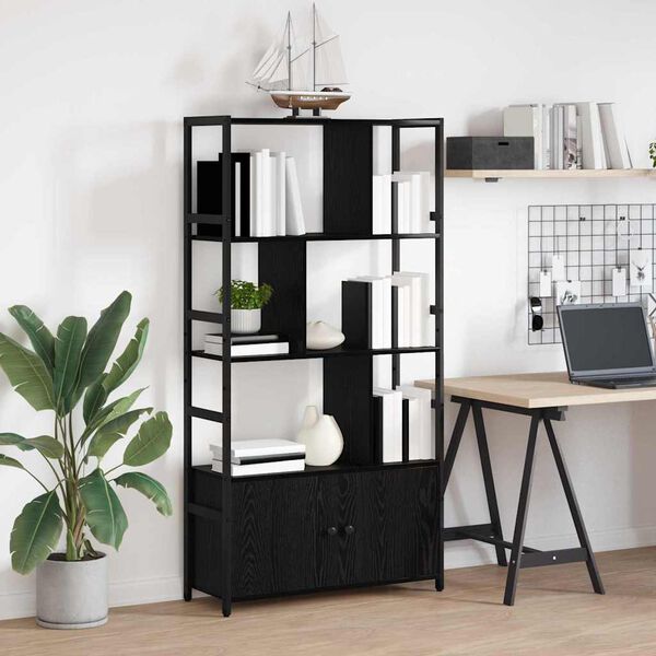 vidaXL Рафт за книги Черния дъб 80 x 30 x 155,5 см Инженерно дърво