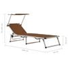 312461 vidaXL Folding Sun Loungers with Roof 2 pcs Aluminium&Textilene Brown