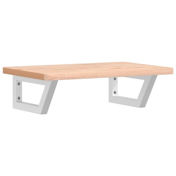 vidaXL Стенен рафт за мивка, стомана и масивно дърво бук