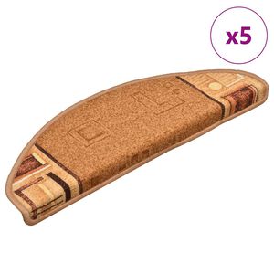 vidaXL Самозалепващи стелки за стълби, 5 бр, 65x21x4 см, бежови