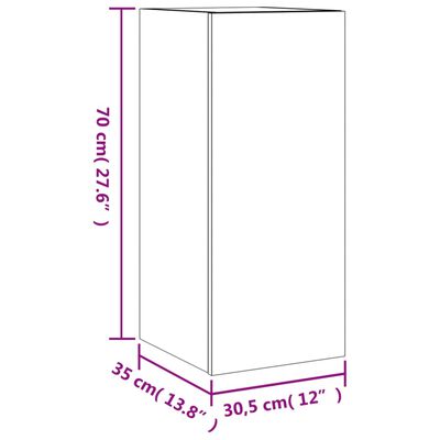 vidaXL Стенен ТВ шкаф с LED осветление, бетонно сив, 30,5x35x70 см