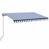 vidaXL Автоматичен сенник LED и сензор за вятър 350x250 см синьо/бяло