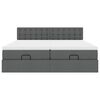 vidaXL Османска легло с матраци и LED, тъмносиво, 180x200 см, плат