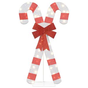 vidaXL Коледна декорация Candy Cane 50 светодиода топло бяло