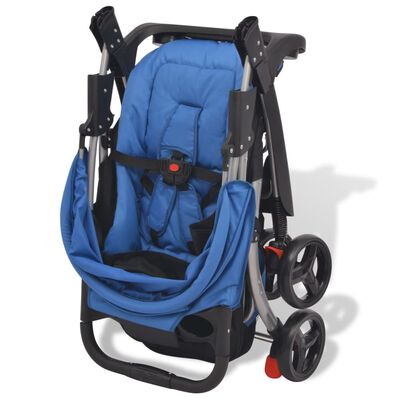 vidaXL Бебешка количка тип бъги, синя, 102x52x100 см