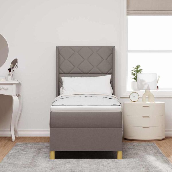 vidaXL Легло с пружинирана основа с матрак Таупе 80 x 200 cm текстил