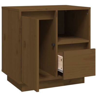 vidaXL Нощно шкафче, меденокафяво, 50x34x50 см, борово дърво масив