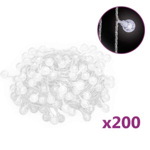 vidaXL Светещи топки стрингове 20 м 200 LED студено бели 8 функции