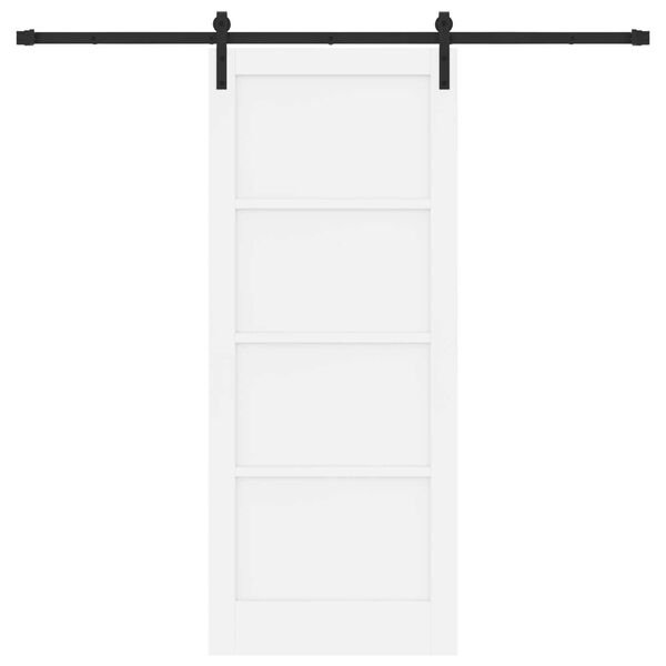 vidaXL Преплъзваща се врата Бяло 83 x 202 см Солидно борово дърво