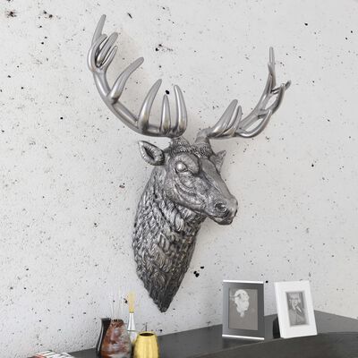 vidaXL Декоративна глава на елен, монтаж на стена, алуминий, сребрист