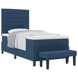vidaXL Легло с пружинирана основа с таблото Синьо 90 x 190 cm текстил