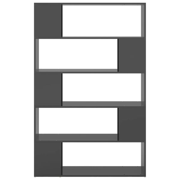 vidaXL Библиотека/разделител за стая, сив гланц, инженерно дърво