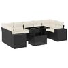 vidaXL Градински комплект диван с възглавници 8 части черен полиратан