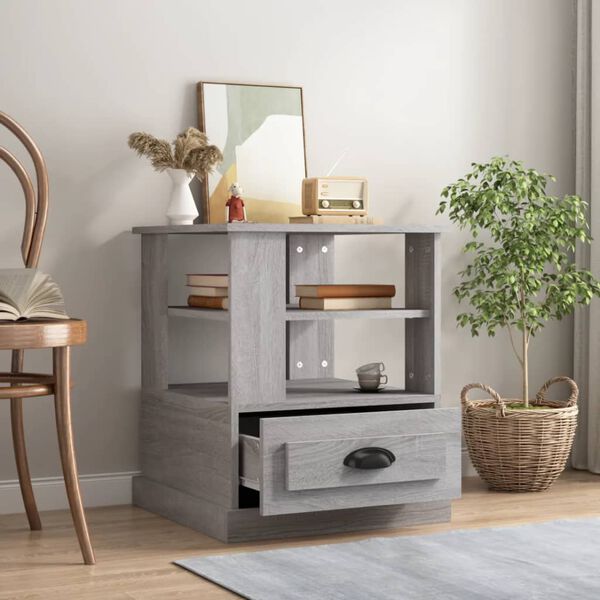 vidaXL Странична маса, cив сонома, 50x50x60 см, инженерно дърво