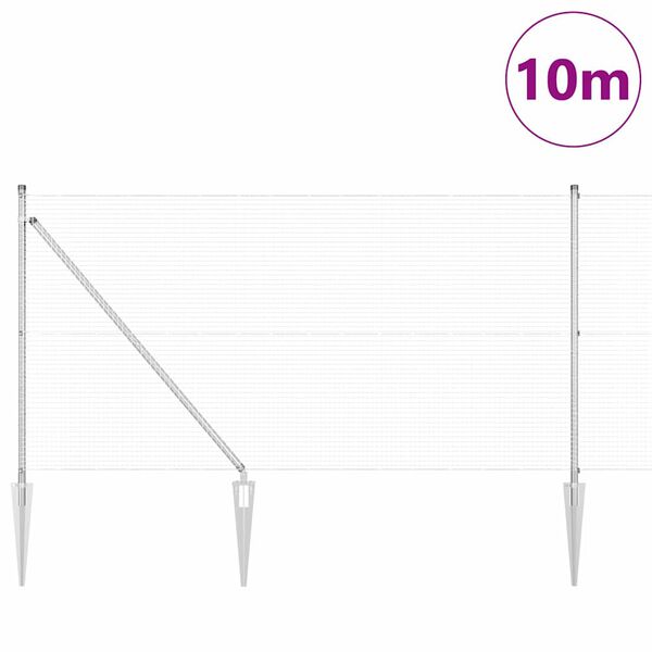 vidaXL Стълб за ограда. Сребрист 10 x 0,8 м (19 x 19 мм мрежа) Стомана