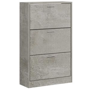 vidaXL Шкаф за обувки, бетонно сив, 63x24x103 см, инженерно дърво