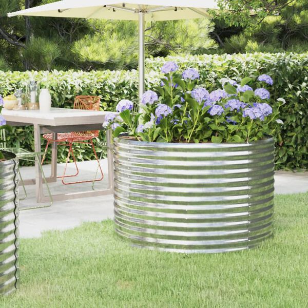 vidaXL Градинска повдигната леха поцинкована стомана сребрист