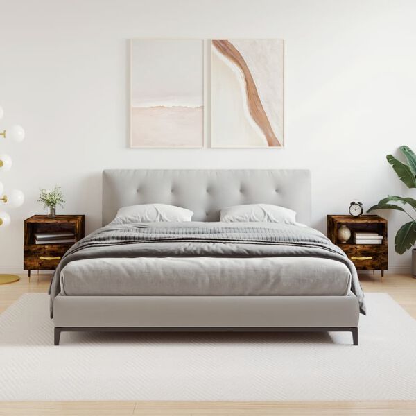 vidaXL Нощни шкафчета 2 бр опушен дъб 40x35x47,5 см инженерно дърво