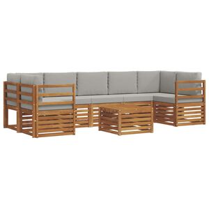 vidaXL Комплект дивани за открито 8 pcs Естествено и светло сиво