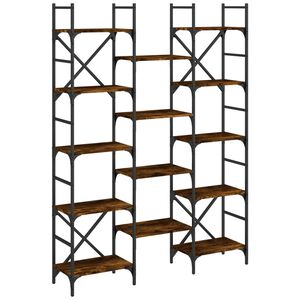 vidaXL Етажерка за книги опушен дъб 127,5x28,5x172,5см инженерно дърво