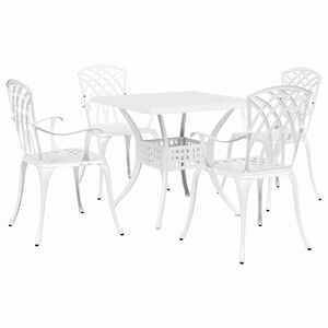 vidaXL Комплект градинска маса 5 pcs Бяло Лят алуминий
