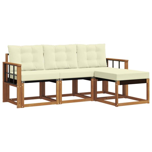 vidaXL Комплект дивани за открито 4 pcs Натурален и Крема
