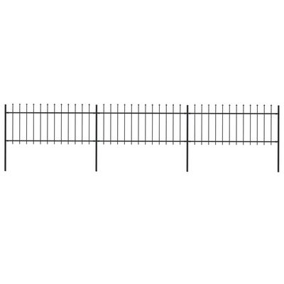 vidaXL Градинска ограда с пики, стомана, 5,1x0,8 м, черна