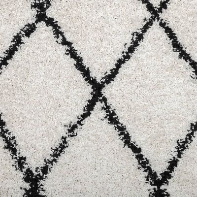 vidaXL Шаги килим с дълъг косъм, модерен, кремав и черен, 60x110 см