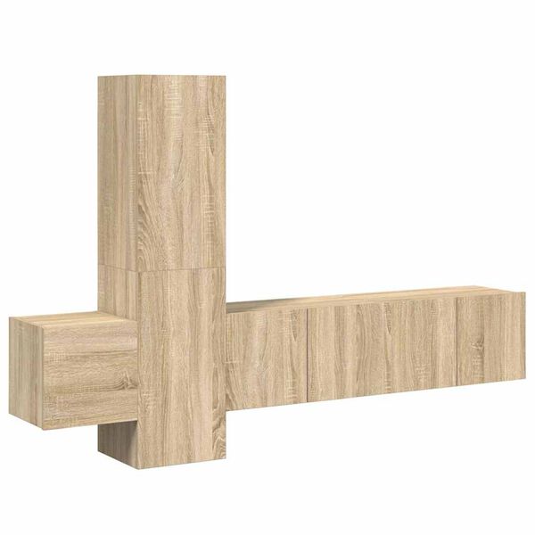 vidaXL Комплект ТВ шкафове от 5 части, дъб сонома, инженерно дърво