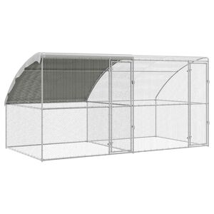 vidaXL Клетка за пилета 2 бр. Сребрист 400 x 200 x 200 см Стомана и PE