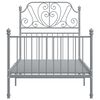 vidaXL Рамка за легло, сива, метал, 90x200 см