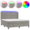 vidaXL Боксспринг легло с матрак и LED, светлосиво, 180x200 см, кадифе