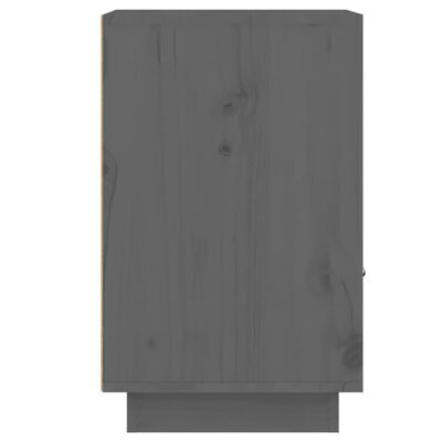 vidaXL Нощно шкафче, сиво, 40x34x55 см, борово дърво масив