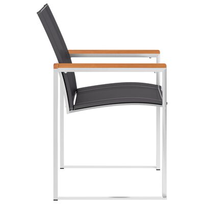 vidaXL Градински столове, 4 бр, textilene и неръждаема стомана, сиви