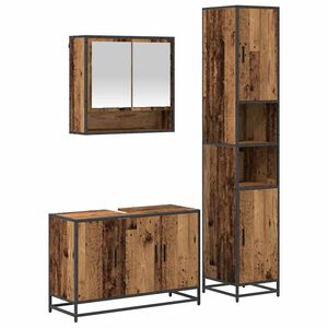vidaXL Комплект мебели за баня 3 бр. Старо дърво 35 x 37,5 x 188,5 см