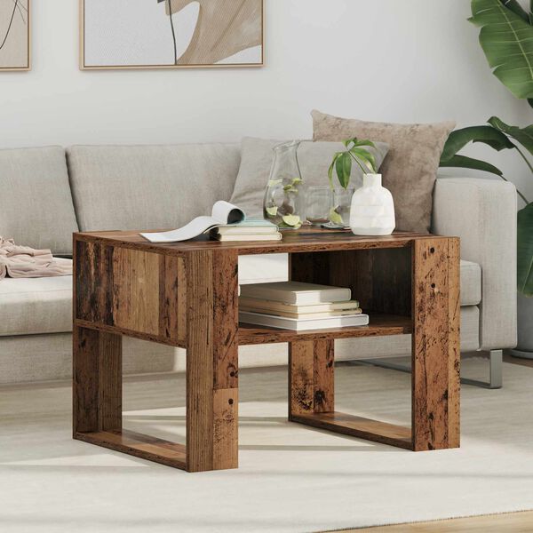 vidaXL Масичка за кафе Старо дърво 66 x 53 x 45 см Инженерно дърво