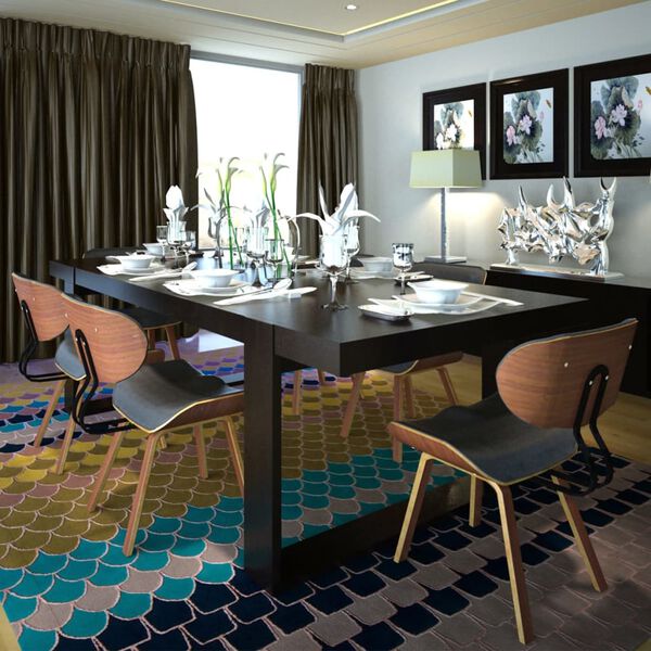 vidaXL Трапезни столове, 6 бр, извито дърво и изкуствена кожа