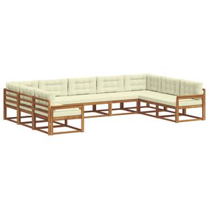vidaXL Комплект дивани за открито 9 pcs Натурален и Крема