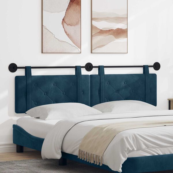 vidaXL Висяща табла Монтиране на стена Синьо 190 x 55 x 5 см Кадифе