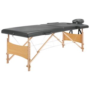 vidaXL Масажна кушетка с 2 зони, дървена рамка, антрацит, 186х68 см