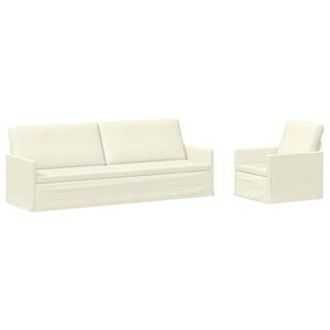 vidaXL Комплект дивани 2 pcs Кремаво Кордюрова тъкан
