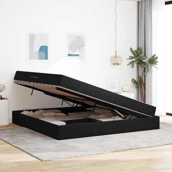 vidaXL Легло с място за съхранение и матрак Черно 200 x 200 cm Кадифе