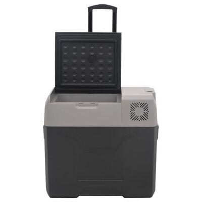 vidaXL Хладилна кутия с колелца и дръжка черно/сиво 40 л полипропилен