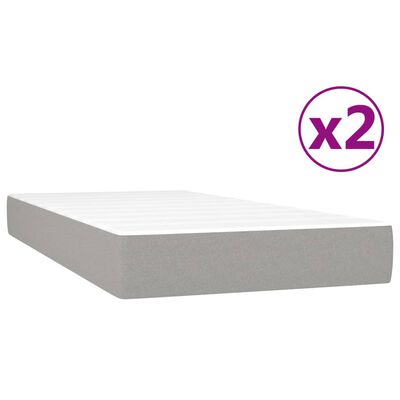 vidaXL Боксспринг легло с матрак, светлосиво, 200x200 см, плат