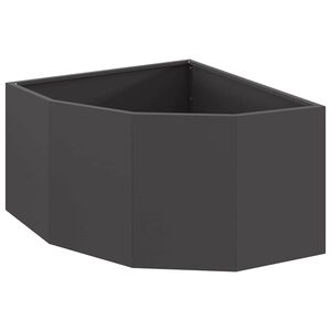 vidaXL Ъглов сандък за цветя Черно 60 x 60 x 35 cm Стомана