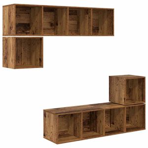 vidaXL Комплект ТВ шкаф 4 pcs Старо дърво Инженерно дърво